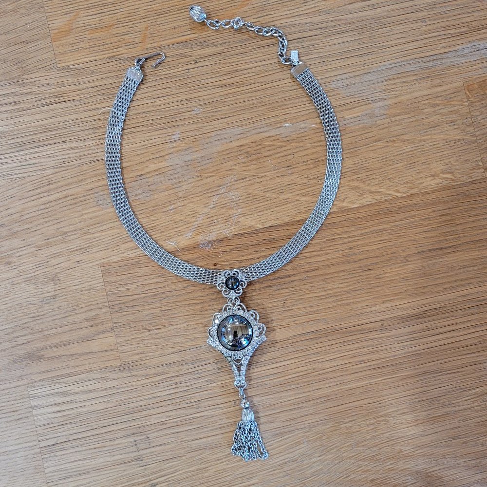 Unique Silver Chocker Necklace - Gray
